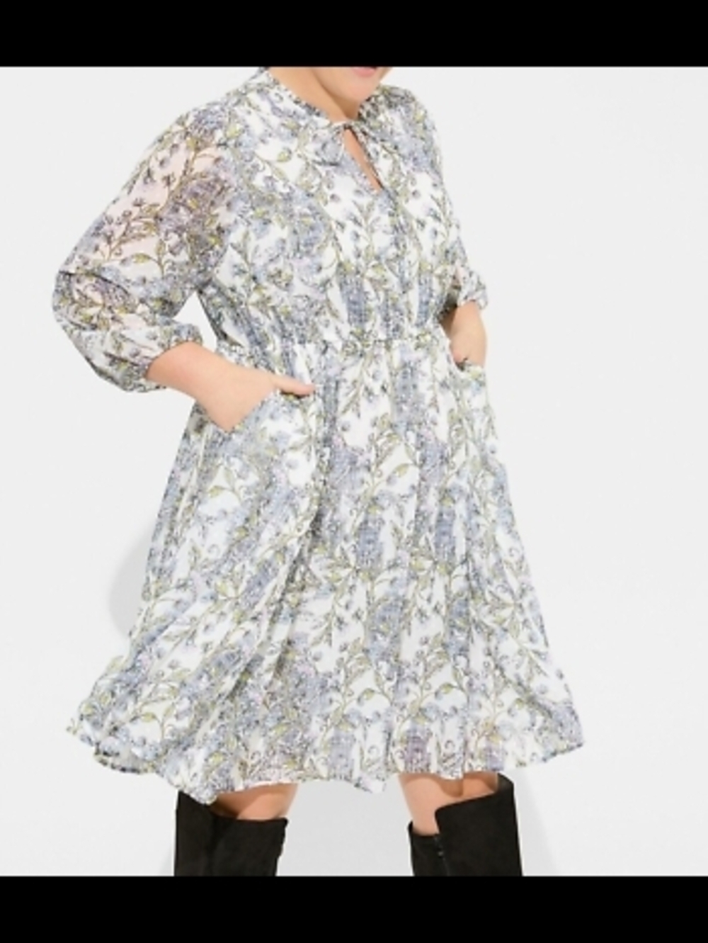 torrid White Floral Tiered Midi Dress with Lavender Accents, Size 0